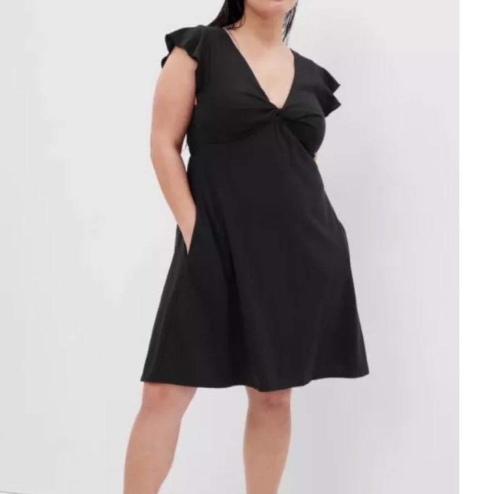Gap black flutter sleeve dress